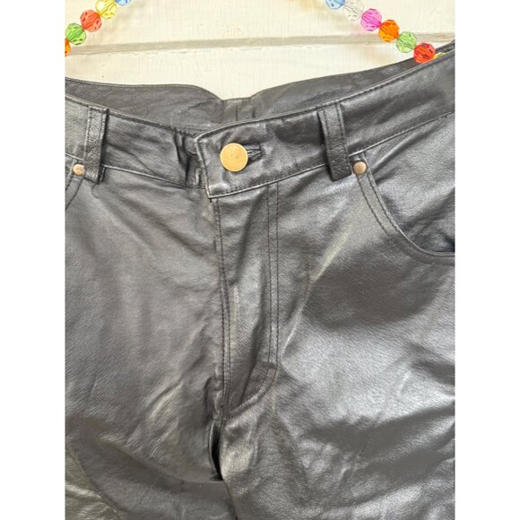 Vintage 90's Bagazio Mens Soft Leather Biker Pants Size 32 - Picture 15 of 16